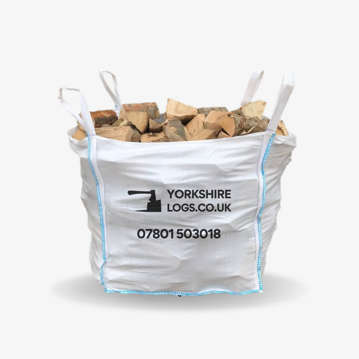 2 x Large Tonne Bags of Kiln Dried Hardwood Logs Dumpy Bag & 5 x Kindling Nets