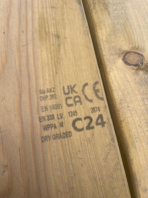 8X2 TIMBER JOIST C24 STRENGTH GRADED & TREATED - 4.8M LENGTH - £20 EACH
