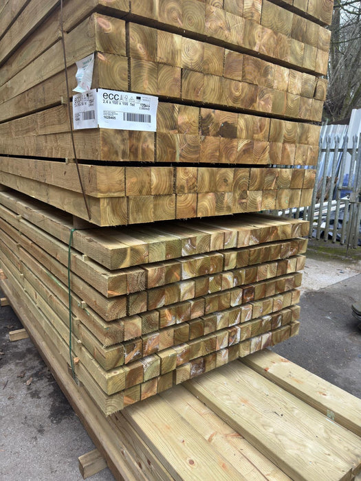 100 x 100mm GREEN TREATED POST - 2.4M - £12 EACH