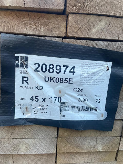C24 GRADED 7X2 TREATED JOIST - 3 METER LENGTHS - £13 EACH