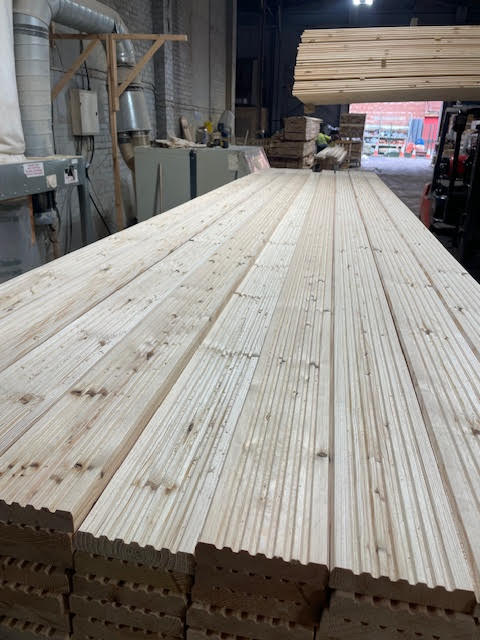 PINE TIMBER GARDEN DECKING BOARDS - 4.8M LENGTHS - £9 EACH