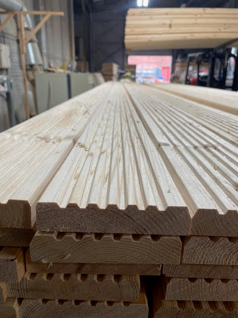 PINE TIMBER GARDEN DECKING BOARDS - 4.8M LENGTHS - £9 EACH