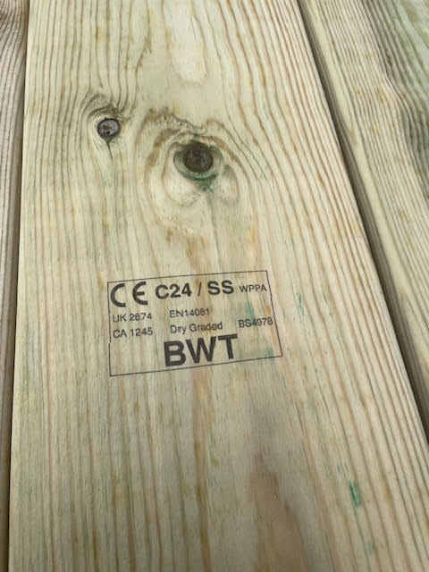 C24 STRENGTH GRADED PRESSURE TREATED 6X2 JOIST - 5.4M LENGTH
