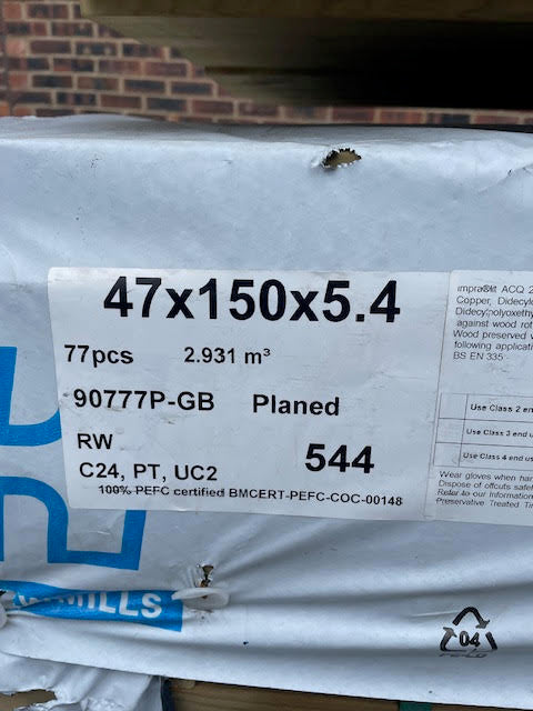 C24 STRENGTH GRADED PRESSURE TREATED 6X2 JOIST - 5.4M LENGTH
