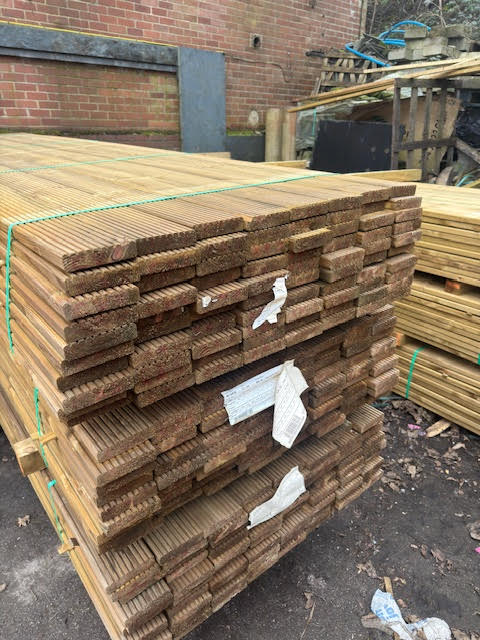 5" TREATED GARDEN DECKING BOARD - 3.6M - £8 EACH
