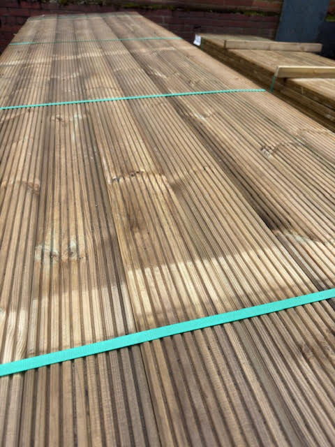 5" TREATED GARDEN DECKING BOARD - 3.6M - £8 EACH