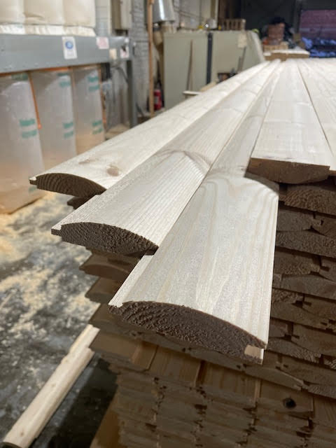 Wood Log Cladding PINE T&G REDWOOD *THICK* LOGLAP CLADDING 85X25 - 4.8M LENGTH - £8 ...